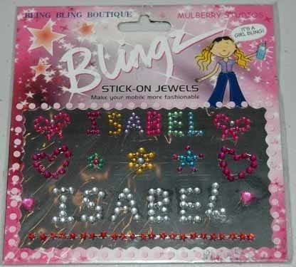 BLING BLING BOUTIQUE BLINGZ STICK ON JEWELS NAMES ISABEL 