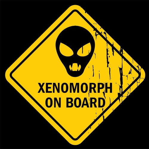 XENOMORPH ON BOARD   Funny Sci fi Alien T Shirt on 100% Cotton Black