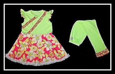 Loves Me Not ~ Boutique Girls Key Largo Tunic Top & Ruffle Leggings 7 