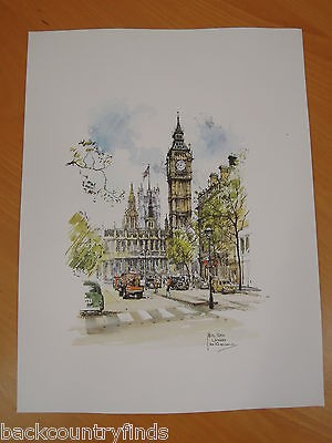 Jan Korthals Dutch Artist Big Ben London England Street Scene Print 