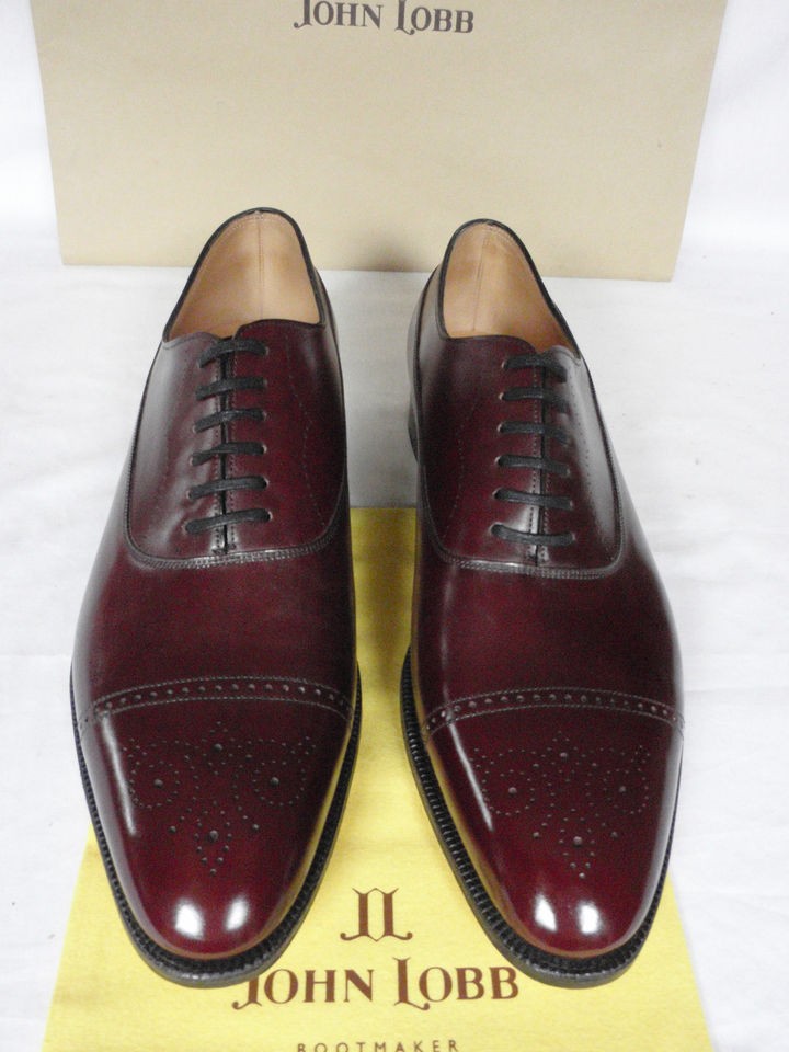 JOHN LOBB LAZENBY Claret Calf Leather Oxford Cap Toe Lace Up Shoe UK 