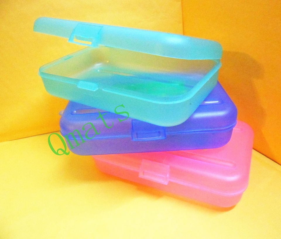 NEW LARGE Plastic Office School Pencil Box BLUE PINK GREEN Art 