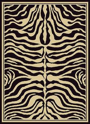 black ZEBRA stripes 8x11 area RUG animal SAFARI carpet  Actual 7 10 