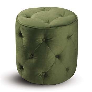 Avenue Six Curves Tufted Round Ottoman Spring Green Velvet  CVS905 G28