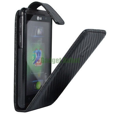 for. LG OPTIMUS 3D THRILL 4G BLACK* LEATHER CASE COVER GR GR