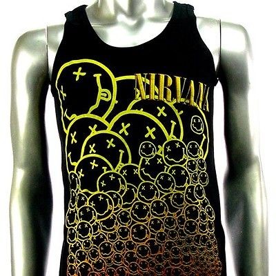 Sz L Nirvana Kurt Cobain T Shirt Tank Top Vest Biker Punk Rock V8