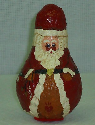 Tall Paper Mache Santa Claus Figure Red Suit With Bubble Body