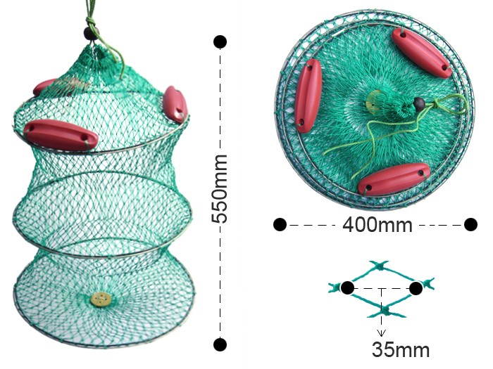 Newly listed Fish Basket Foldable Lobster Crawfish Crab Trap Hoop Net 