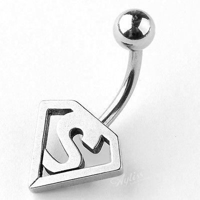 newly listed 1pc 14ga superman symbol navel ring body piercing