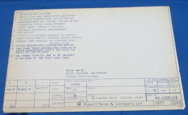   Neve A4664 28 ch Mixer Console Schematics Manual 8058 MKII Diagram