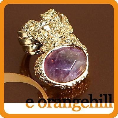 SZ 7 Amethyst Gemstone Chunky Armor Knuckle Cocktail Ring g151