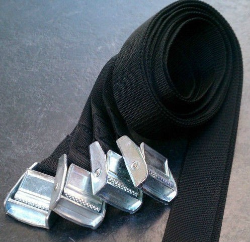 Black Cargo Straps, Metal Cam Buckle, Tie Down, Load, Lash, 1 Wide 