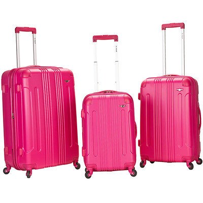   London Expandable 3 PC Hardside Spinner Upright Luggage Set   Magenta