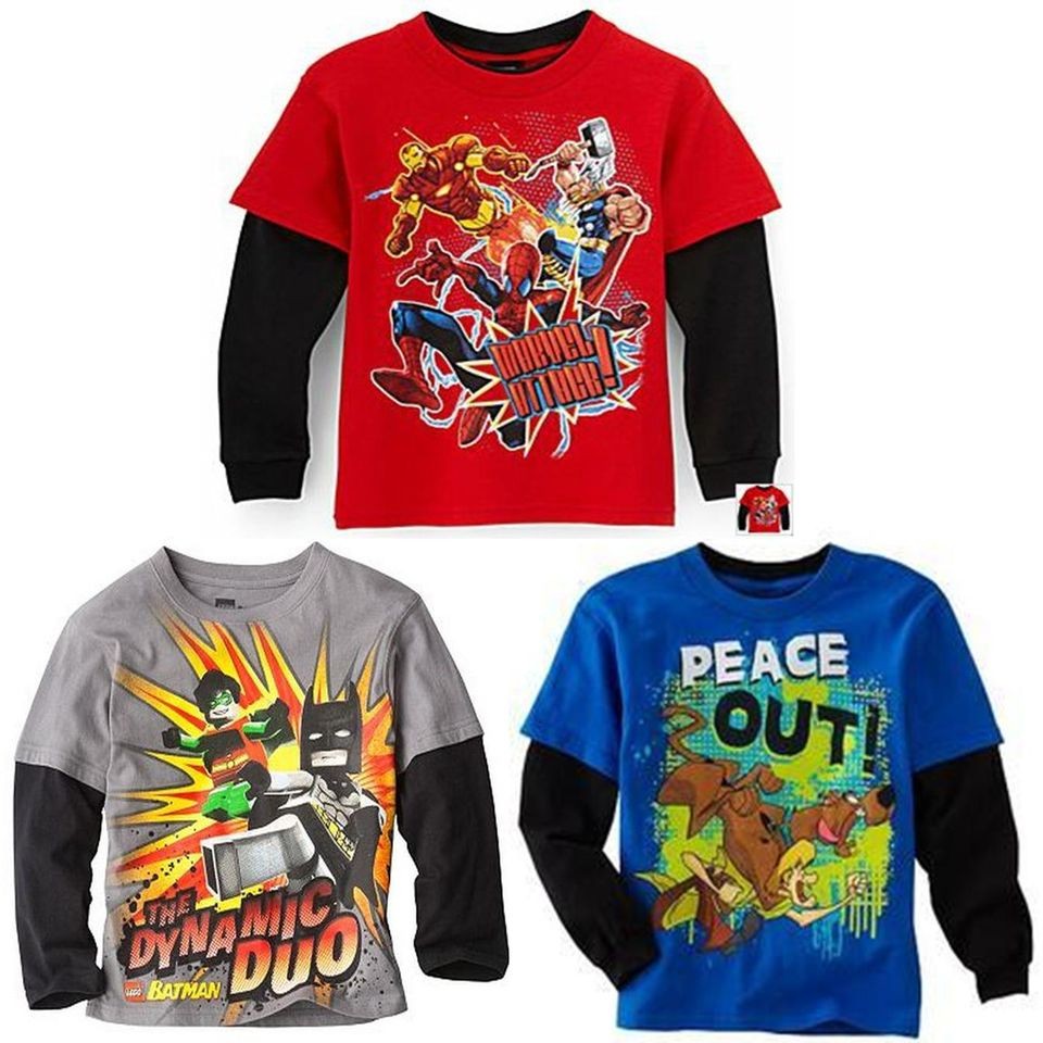 New Boy Spiderman Ironman Lego Batman Scooby Doo Long Sleeve T Shirt 