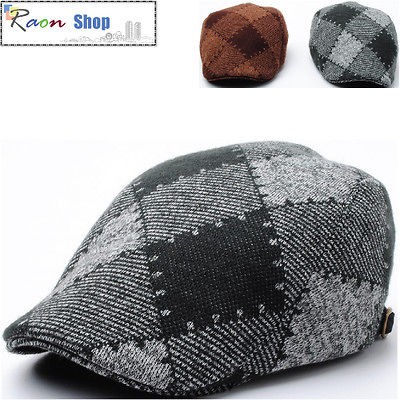 New Diamond pattern Gray Soft Feel Newsboy Flat Cap Beret Gatsby Ivy 