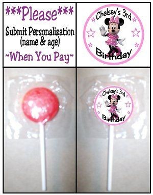 24 minnie mouse clubhouse birthday party lollipop stickers one day