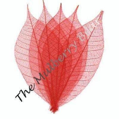 25 RED 2 SKELETON LEAVES Cardmaking, Scrapbook, Christmas, Valentines 