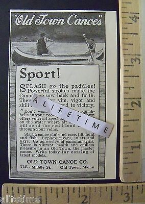 1918 Paper Ad Old Town Canoe Co Real Sport Outdoors Paddling Splash