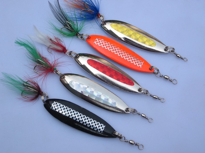 Lot 5 FISHING LURES SPOON HOOKS BAITS 13.9g/7.5cm