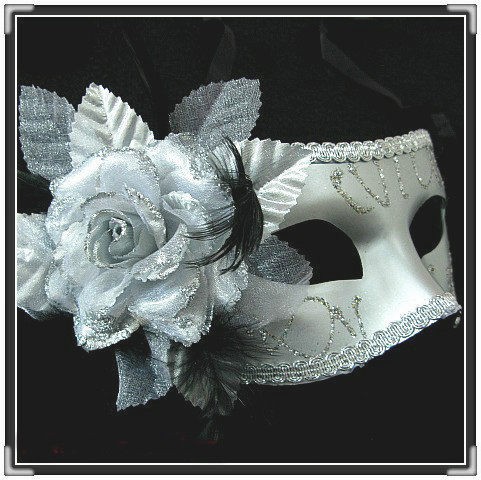 party masquerade silver venetian flower mask one day shipping 