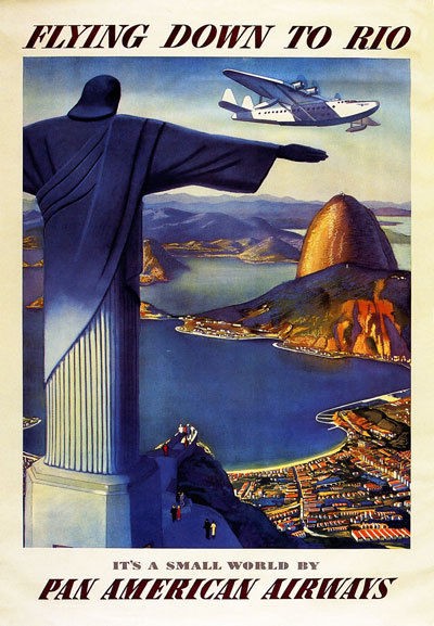 TT4 Vintage Pan Am Flying Down To Rio Travel Poster Re Print A4
