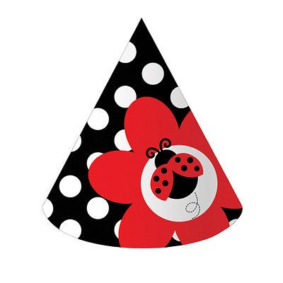 Fancy Ladybug Party / Birthday Supplies CHILD SIZE CONE FAVOR HATS 