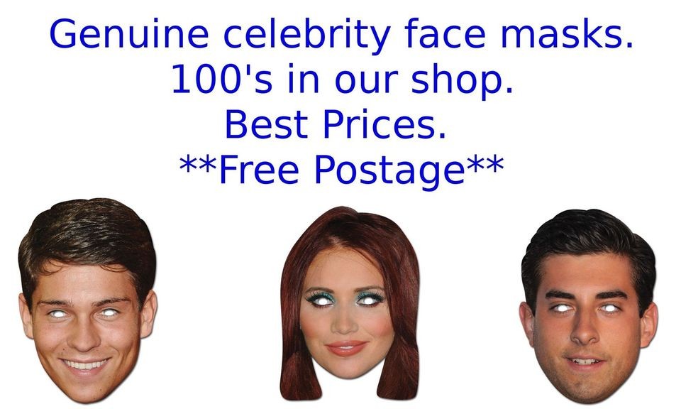 TOWIE Celebrity Face Masks, Genuine and with FREE POST   100s more in 