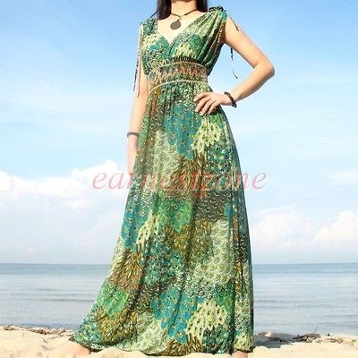 EXPRESS New Evening Sundress V Neck Party Peacock Plus Size Long Maxi 