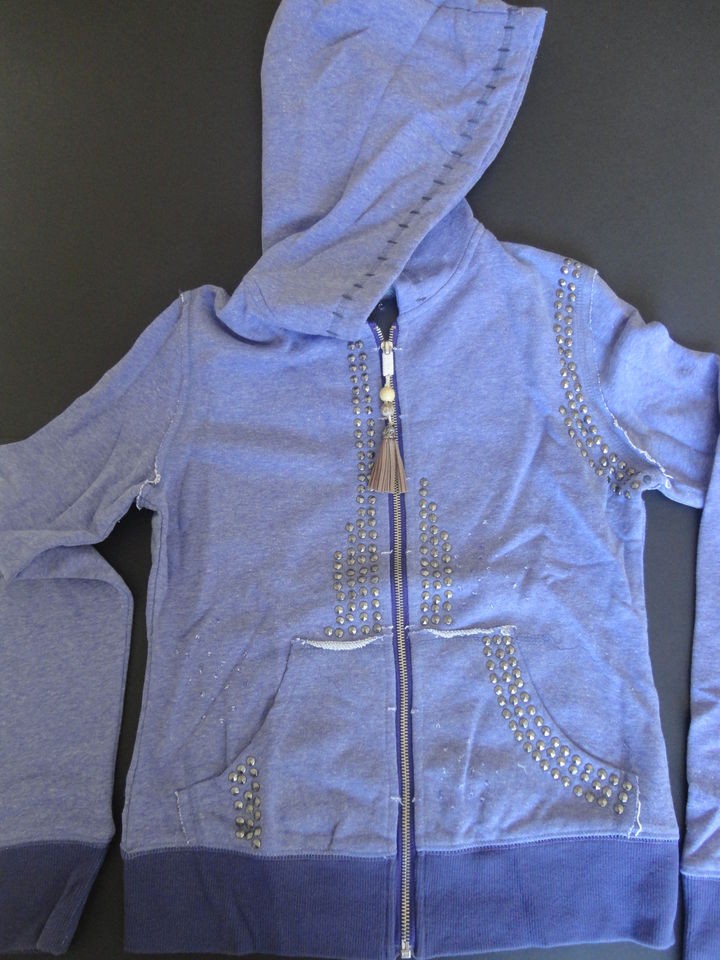 miss me zip up hoodie studded knit purple indigo