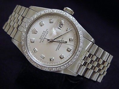 mens rolex stainless steel datejust date watch diamond desired 