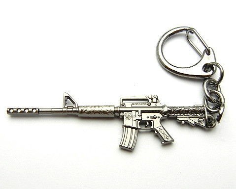 TFK321   60mm Blacktone Alloy M16 Machine Gun Silencer Key Chain Ring