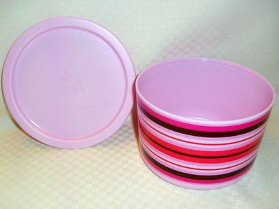 Tupperware 4c Snack OneTouch Stacking Canister New Retro Pink Brown 