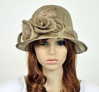 S03 NWT 100% Sinamay Elegant Flowers Formal Church Party Tea Hat Cap 