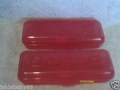 Newly listed Lot Of 4 Small Pink/Red Plastic Pencil Boxes Great For 