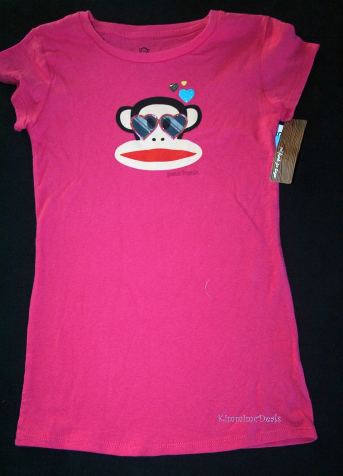 PAUL FRANK TARGET JULIUS GLITTER SUNGLASSES GIRLS PINK SHIRT LARGE NEW