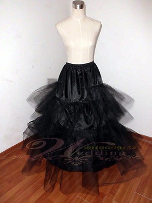 NEW Arrival Black/White Slip hoop Chapel With Train Wedding Crinoline 