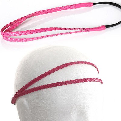   Braided double 2 strand thin headband stretch elastic hair band braid