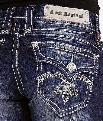 New $128 Authentic ROCK REVIVAL Sz 25 Sasha Crystal Jean Shorts RJ8207 