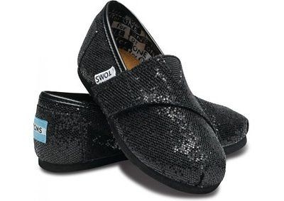 NEW INFANT TODDLER TINY TOMS CLASSICS BLACK GLITTER ORIGINAL SO CUTE