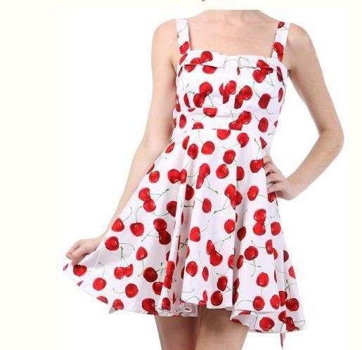 NEW ModCloth Vintage 50s Pin Up Retro Sundress White Cherry Print Many 