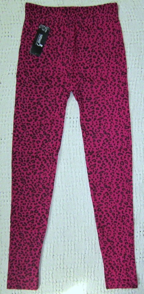 NEW Womens Pink & Black Leopard Cheetah Print 2 Leggings   One Size 