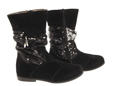 GIRLS ANKLE SHOES FAUX SUEDE SEQUIN BOOTS KEYRING FULL LENGTH ZIP 