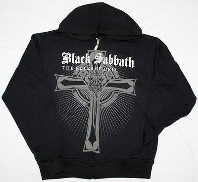 BLACK SABBATH THE RULES OF HELL ZIPPED HOODIE WITH POCKETS NEW BLACK 