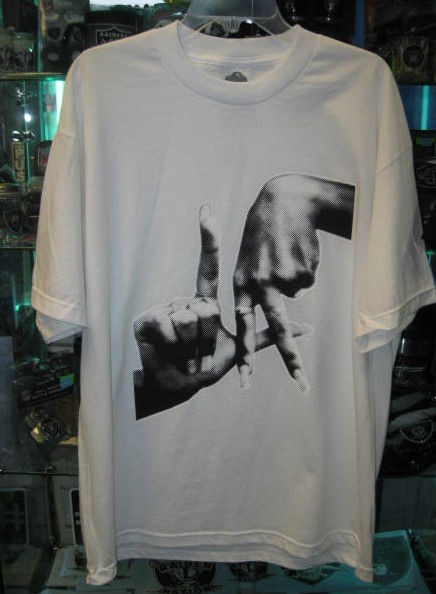 ESTEVAN ORIOL MENS LA FINGER LOGO TSHIRT WHITE JOKER BRAND CHICANO