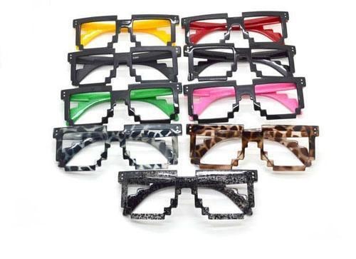  Old School style Novelty Nerd Geek Gamer Mosaic 2 Tone Pixel Glasses 