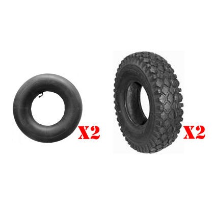 Set of (2) 480x400x8 Stud Tires & (2) 480x400x8 L Stem Tubes Mini Bike 