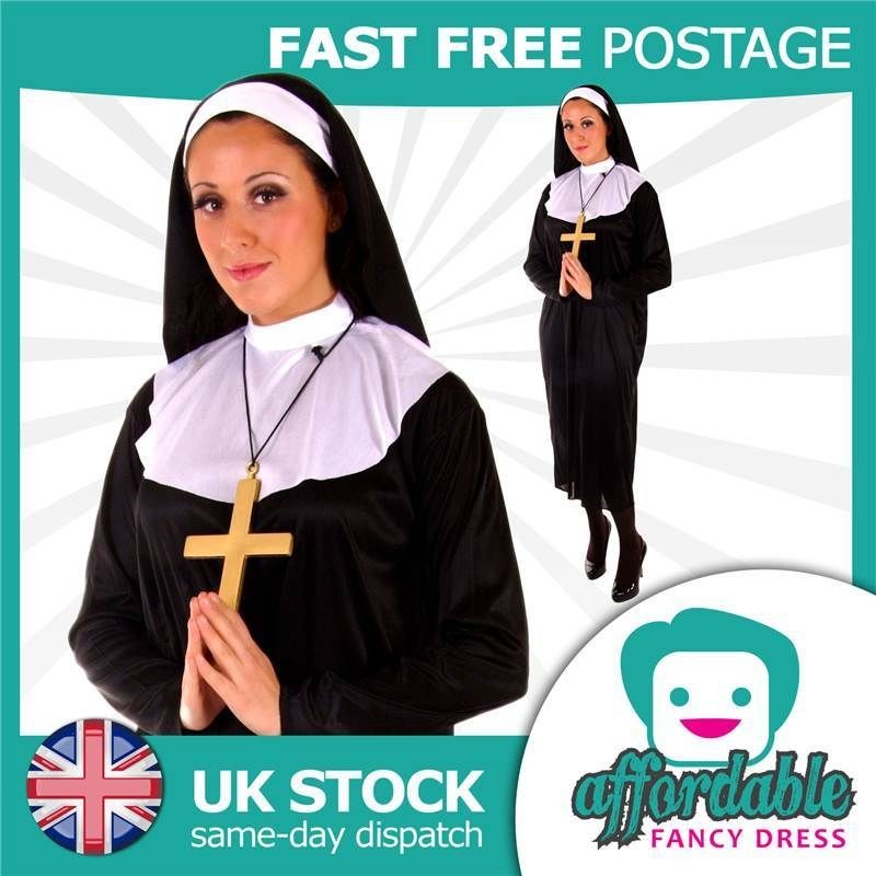 NUN FANCY DRESS COSTUME SIZE 8 20 TARTS VICARS SAINTS SINNERS 