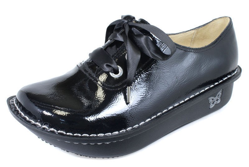   Abbi Patent Leather Lace Up Nursing Shoes Black ABB 101 Size 37