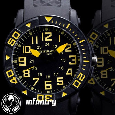   Police Mens Sport Army Quartz Analog Watch Black Rubber Strap Outdoor