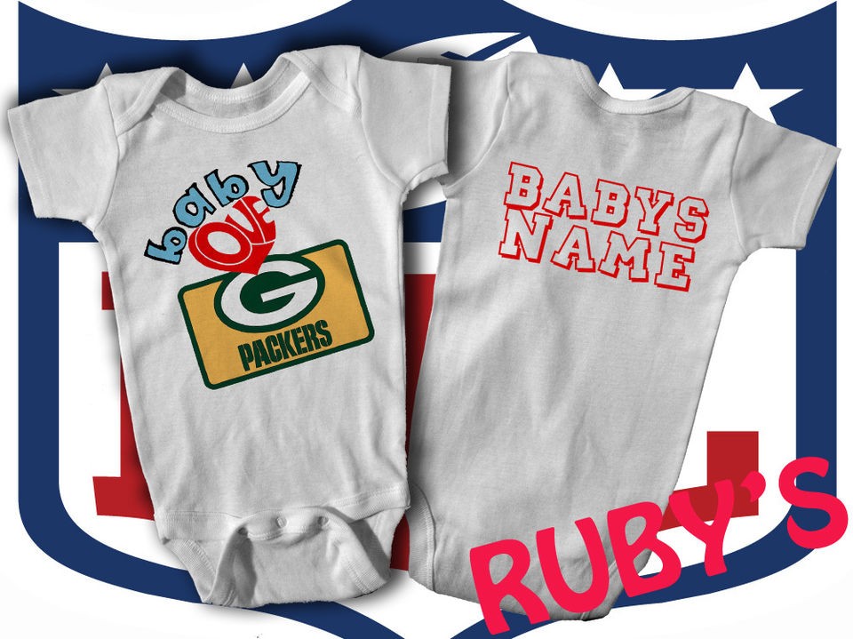 Green Bay Packers ONESIE JERSEY ROMPER BABY LOVES PACKERS   ADD BABYS 